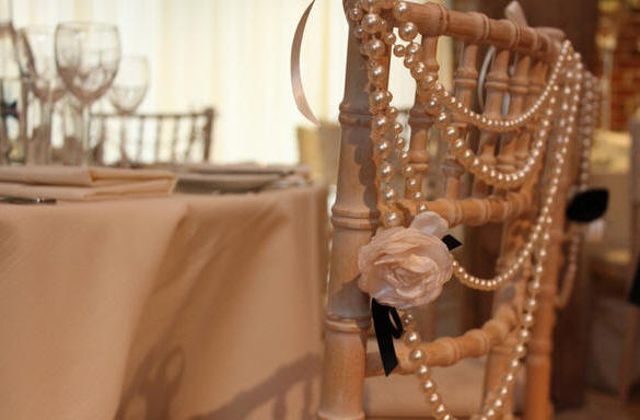 Pearl Bead Strands Wedding Chair Decor