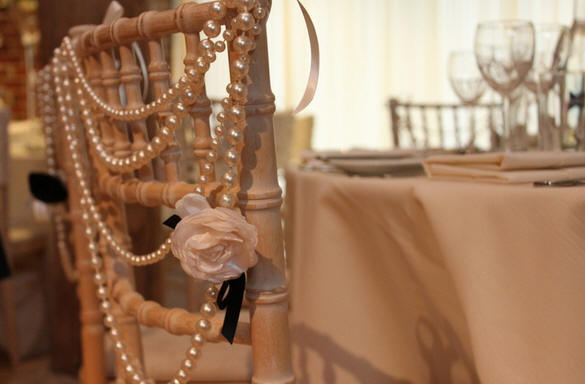 Pearl Bead Strands Wedding Chair Decor