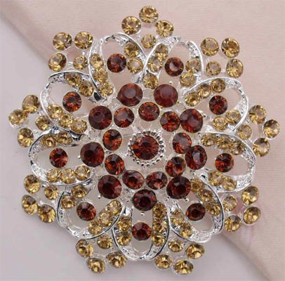 Amber Rhinestone Brooch