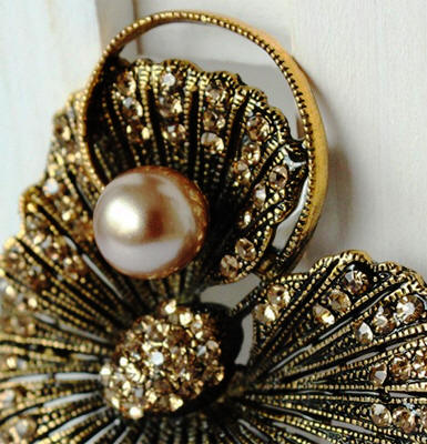 Amber Rhinestone Brooch