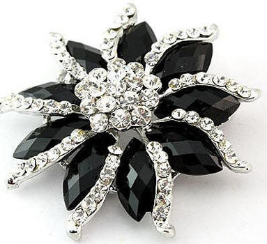 Black Rhinestone Brooch