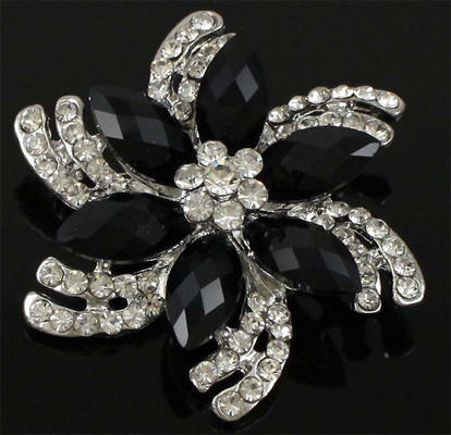 Black Rhinestone Brooch