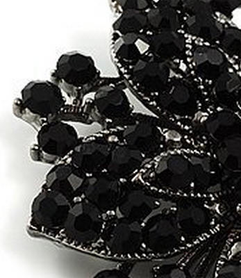 Black Rhinestone Brooch