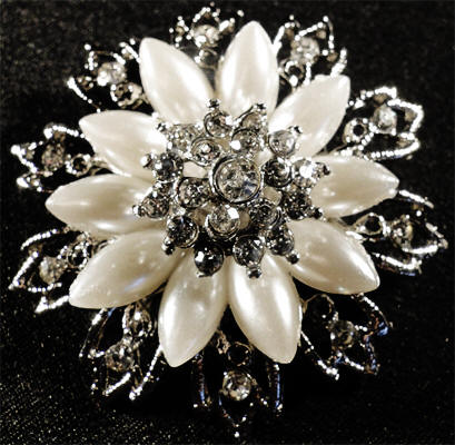 Pearl Rhinestone Brooch