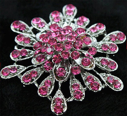 Pink Rhinestone Brooch