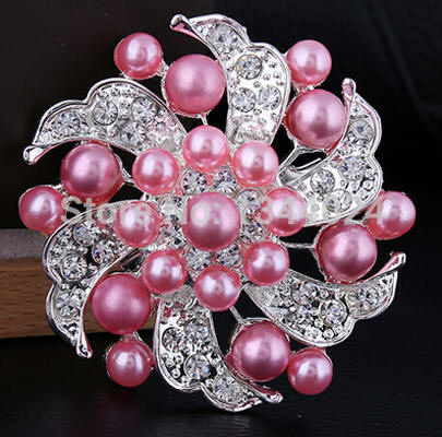 Pink Rhinestone Brooch
