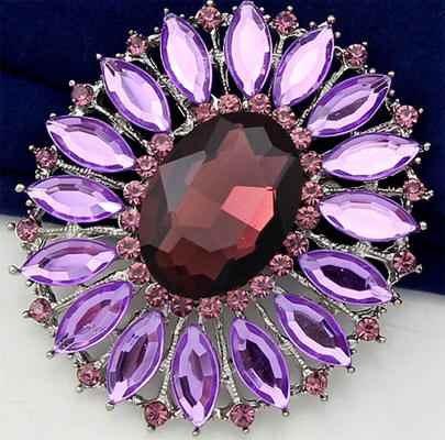 Purple Rhinestone Brooch