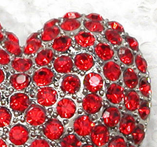 Red Rhinestone Heart Brooch