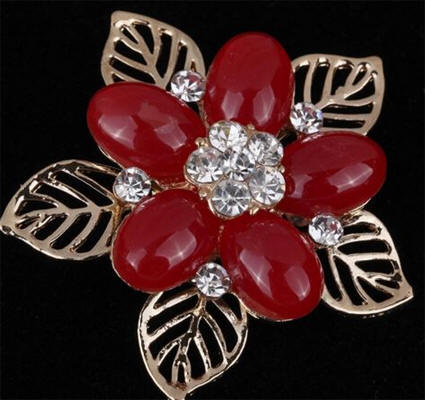 Red Rhinestone Brooch