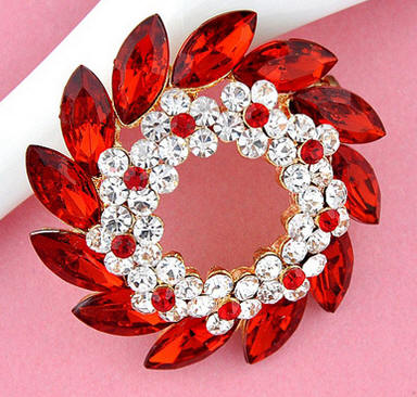 Red Rhinestone Brooch