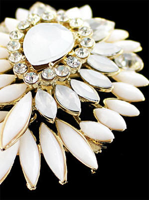 White Brooch Gold Plated