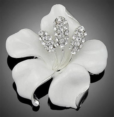 White Rhinestone Brooch