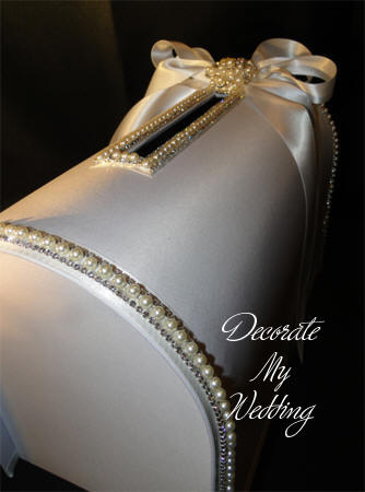 Pearl & Rhinestone Trimmed Wedding Card Box