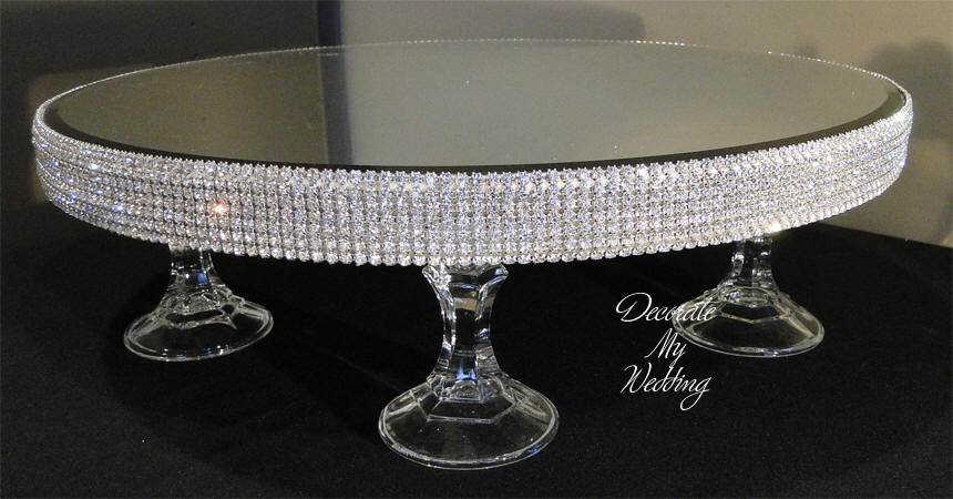 Swarovski Rhinestone Cake Stand with Pillar Glass Feet