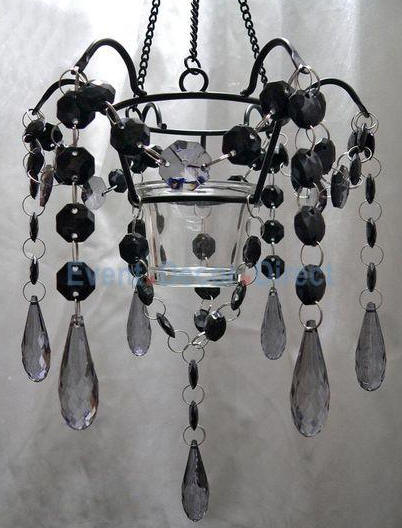 Black Crystal Hanging Candle Holder