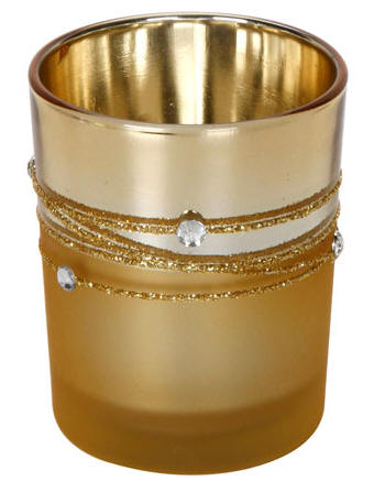 Gold Plated Rhinestone Votive Candle Cups