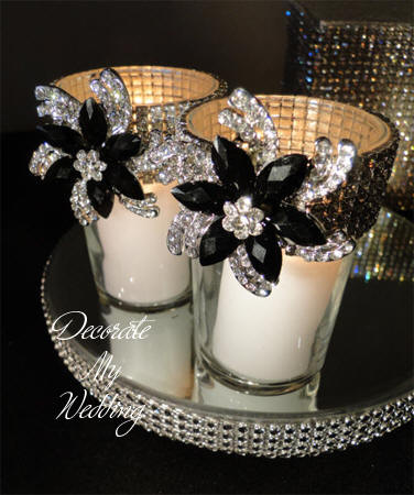 Rhinestone Brooch Candleholders