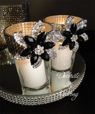 Rhinestone Brooch Candleholders