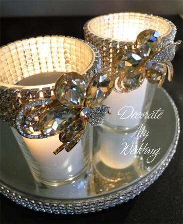 Rhinestone Brooch Candleholder