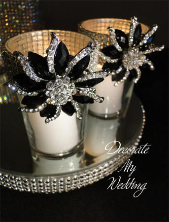 Rhinestone Brooch Candleholders