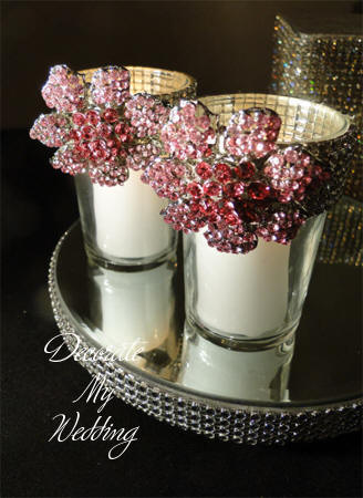 Rhinestone Brooch Candleholders
