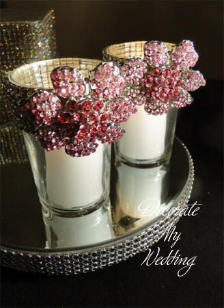 Rhinestone Brooch Candleholders
