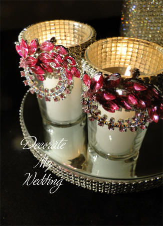 Rhinestone Brooch Candleholders