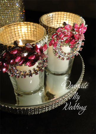 Rhinestone Brooch Candleholders