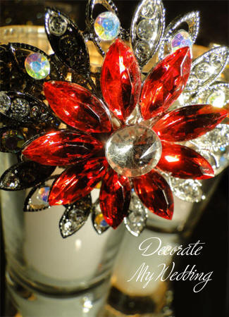 Rhinestone Brooch Candleholders