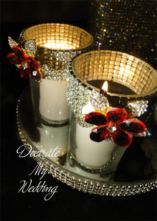 Rhinestone Brooch Candleholders