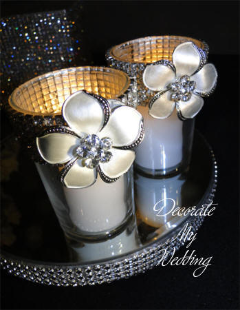 Rhinestone Brooch Candleholders