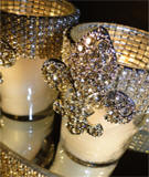 Rhinestone Votive Holder with Brooch Accent