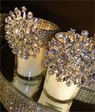 Rhinestone Votive Holder with Brooch Accent