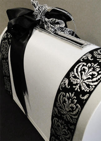 Wedding Card Box Black Brocade 2