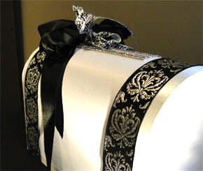 Wedding Card Box Black Brocade Banding 4