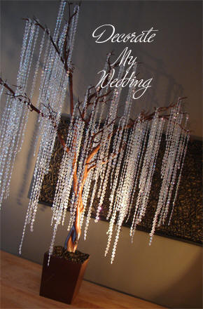 Brown Faux Tree with Iridescent Bead Strands