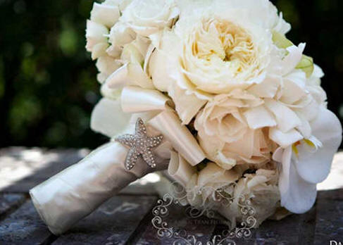 Rhinestone Brooch on Bridal Bouquet Handle