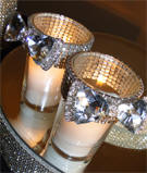 Rhinestone Votive Holder with Bow Brooch Accent