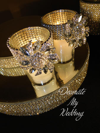 Rhinestone Votive Holder with Brooch Accent