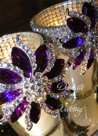 Rhinestone Votive Holder with Brooch Accent