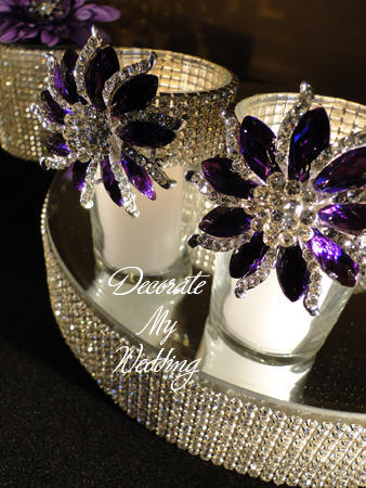 Rhinestone Votive Holder with Brooch Accent