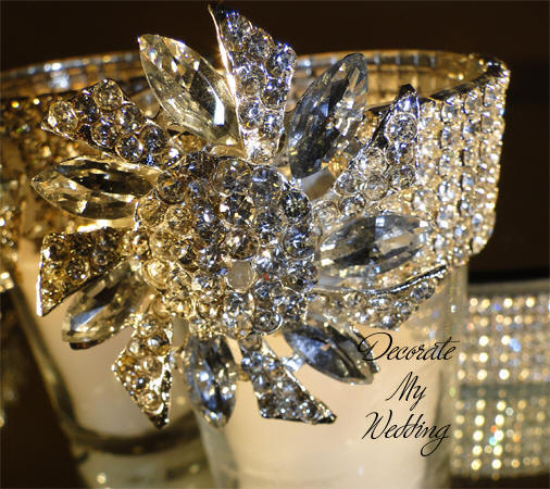 Rhinestone Votive Holder with Brooch Accent