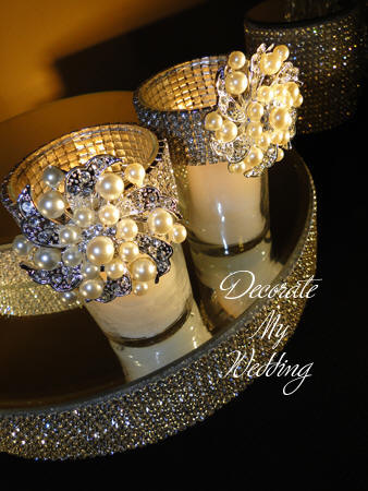 Rhinestone Votive Holder with Brooch Accent