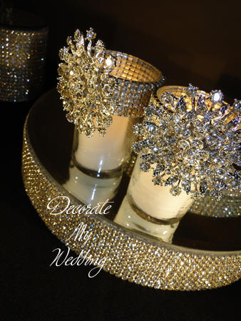 Rhinestone Votive Holder with Snowflake Brooch