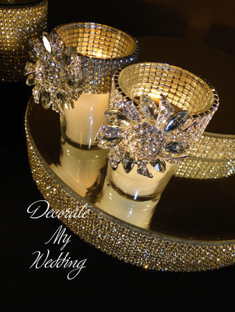 Rhinestone Votive Holder with Brooch Accent