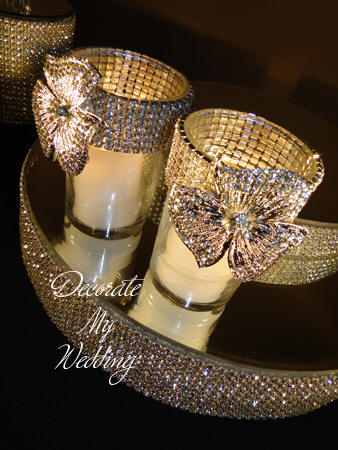 Rhinestone Votive Holder with Brooch Accent