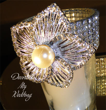 Rhinestone Votive Holder with  Brooch Accent