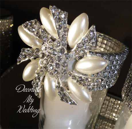 Rhinestone Votive Holder with Brooch Accent