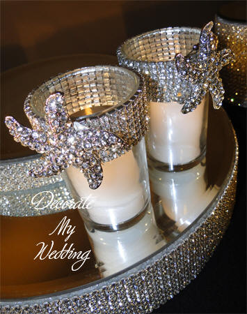 Rhinestone Votive Holder with Starfish Brooch