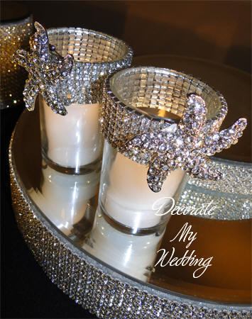 Rhinestone Votive Holder with Starfish Brooch